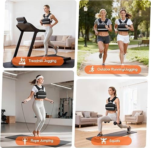 Miniatura 9 de Chaleco con peso ajustable para mujer, chalecos de peso de 1-12/1-20/1-30 libras con correa de hombro ajustable, 8 Ironsand, bolsillo grande, tira