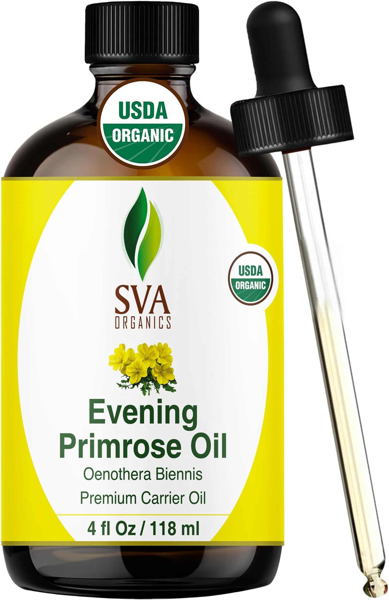 Evening Primrose oil 4 oz(118 ml) 100% pure Therapeutic Grade by SVA ORGANICS - For Moist and.