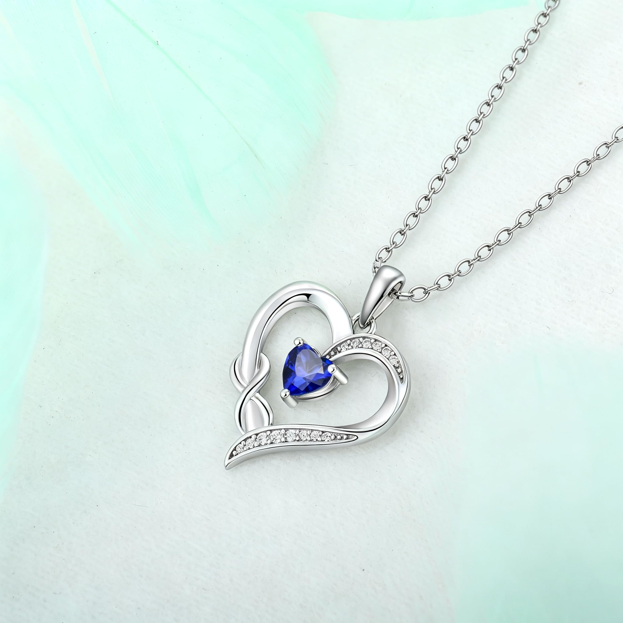starchenie Collana Cuore Infinito Donna Argento 925 con Pietra Portafortuna Zirconi Ciondolo Regalo Gioielli di Compleanno Anniversario