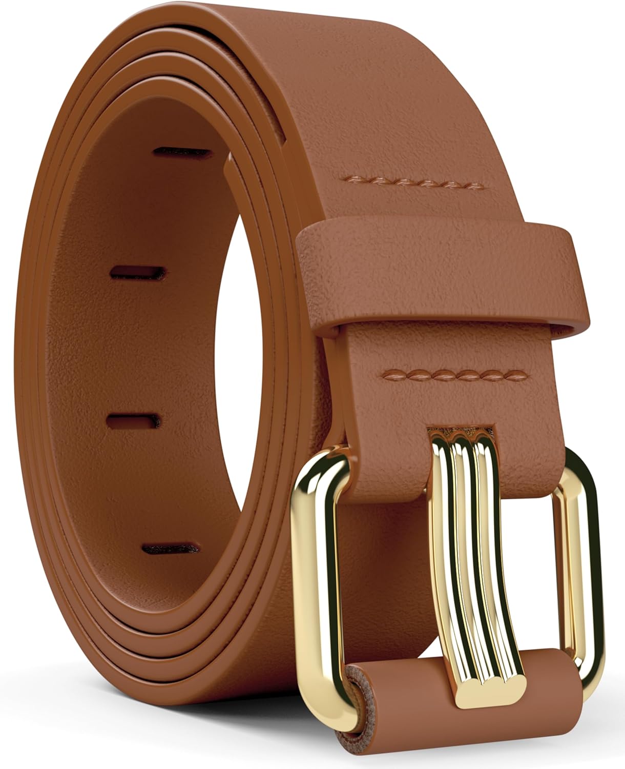 Womens Casual Belts - Multicolor Woven Belt & Brown Vegan Leather Belt Brown M(Fits High Waist Pants 30-36)