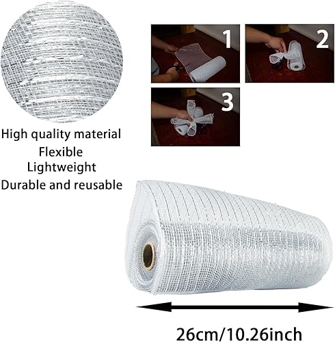 Miniatura 2 de 2 rollos de cintas decorativas de malla de polietileno de 10 pulgadas x 30 pies cada rollo de cinta de malla metálica para árbol de Navidad, rollos