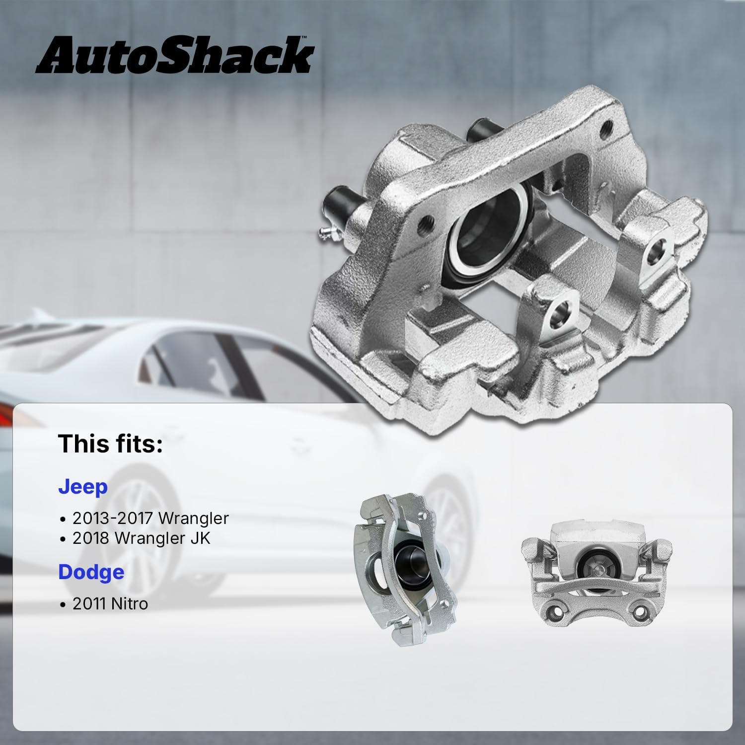 AutoShack Front & Rear Brake Calipers Replacement for 2013-2017 Jeep Wrangler 2018 Jeep Wrangler JK 2011 Dodge Nitro 4-PC Set