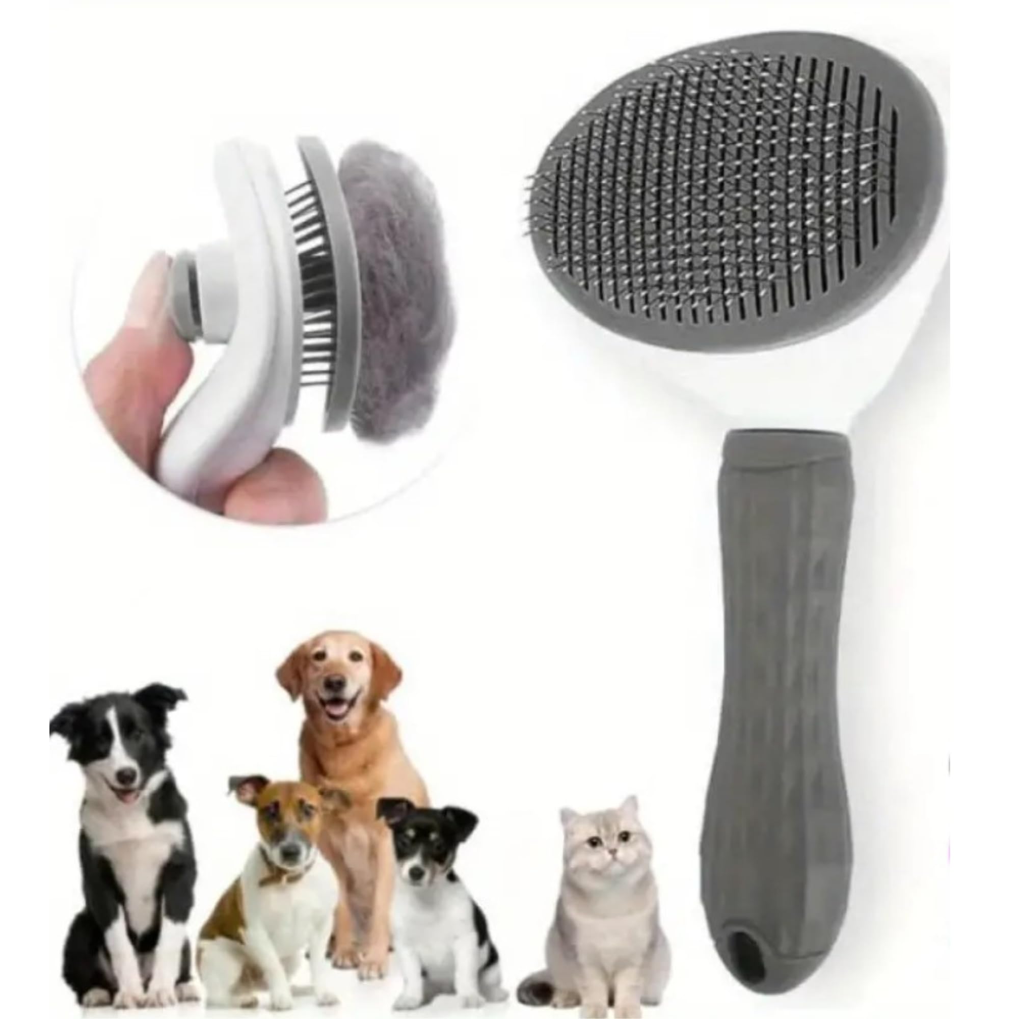 Goodiesltd Self-Cleaning Pet Grooming Brush for Cats & Dogs, Deshedding