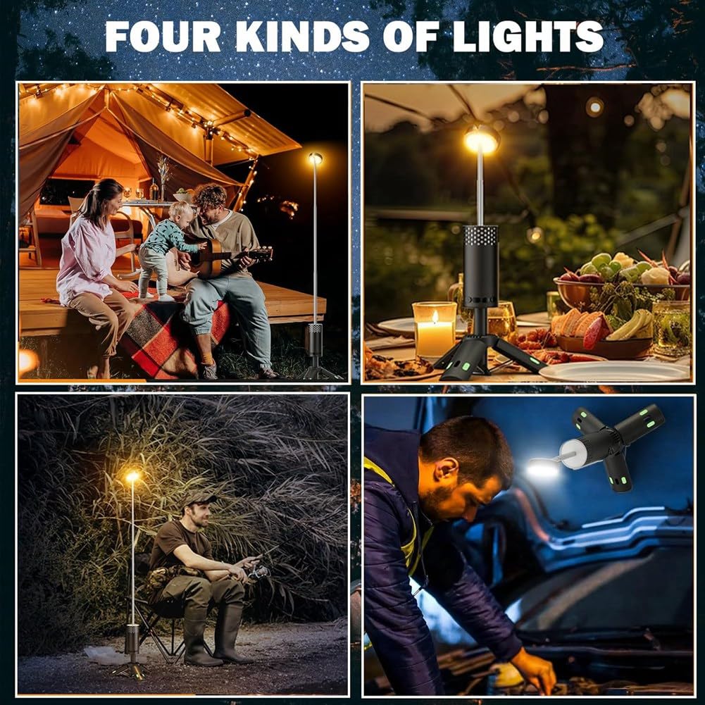 Outdoor Teleskop-Camping-Licht, 10.000 mAh, tragbar, LED-Arbeitsleuchte, Magnet-Stativ, Basis, Zelt, Teleskop, Camping-Laterne