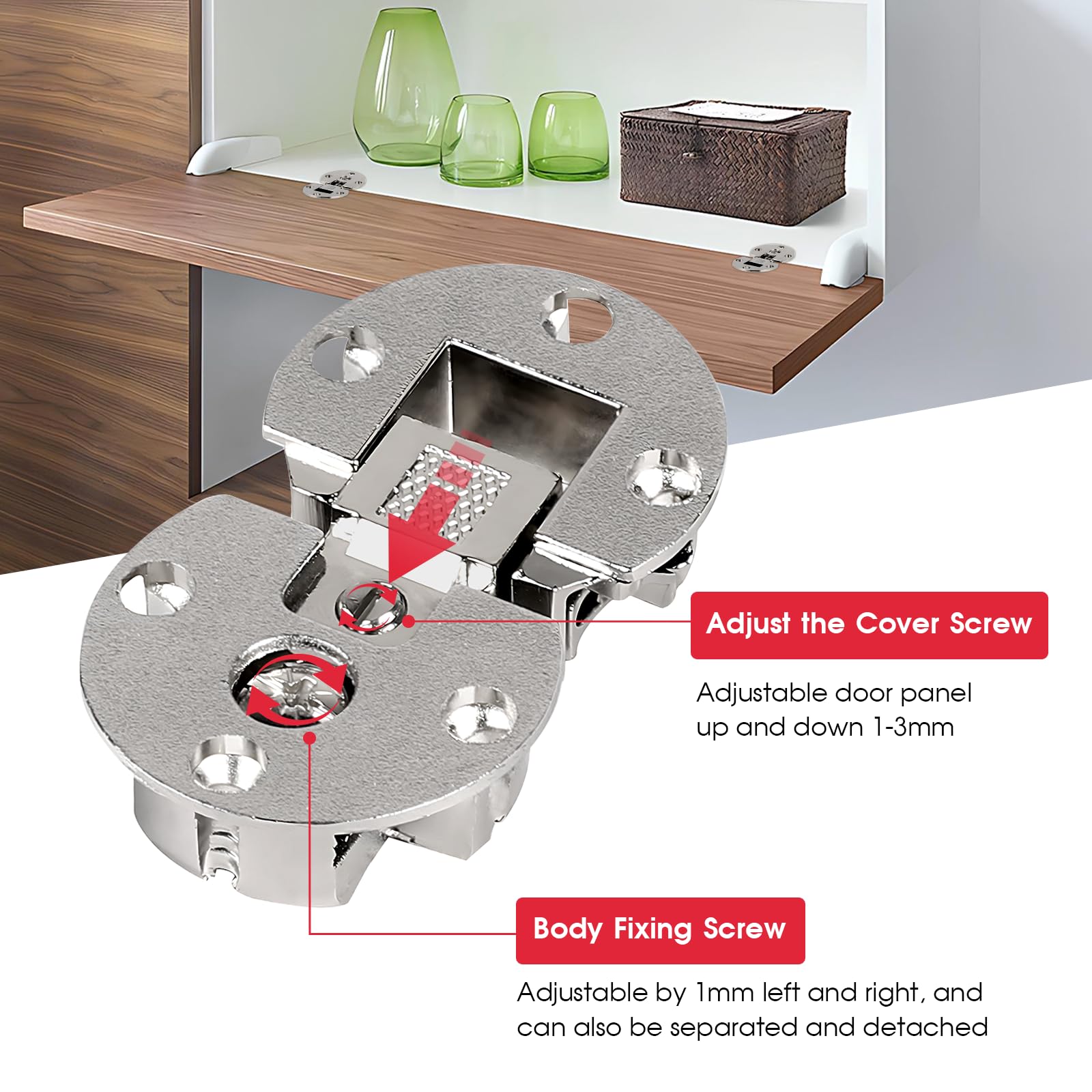 SUPAWAY Pack of 4 Flap Hinge Semicircular, 90 Degree Rotation Axis - Image 4