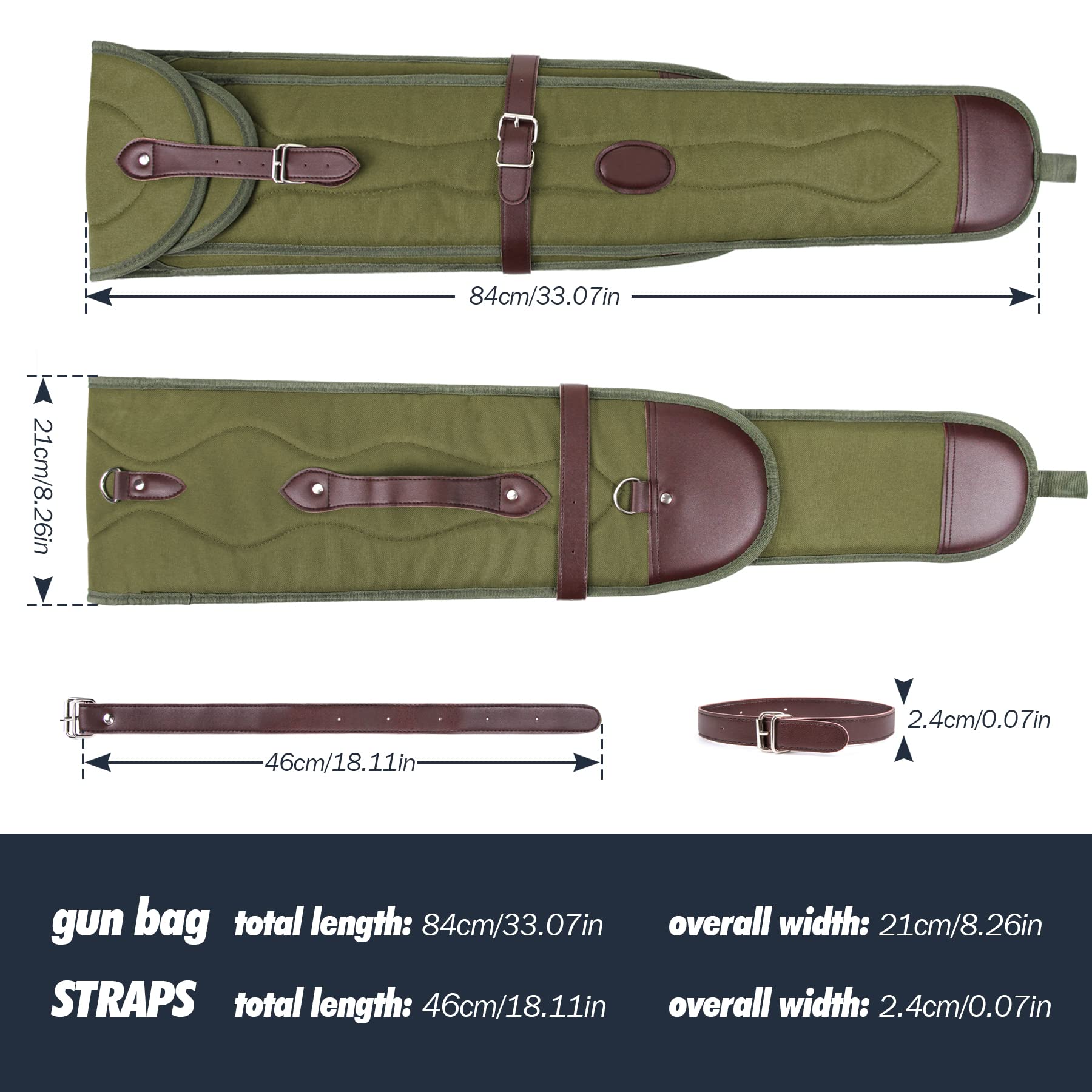 GUGULUZA 80cm Waffentasche Schrotflinte Tasche Gepolstert Doppelte Lage Armeegrün