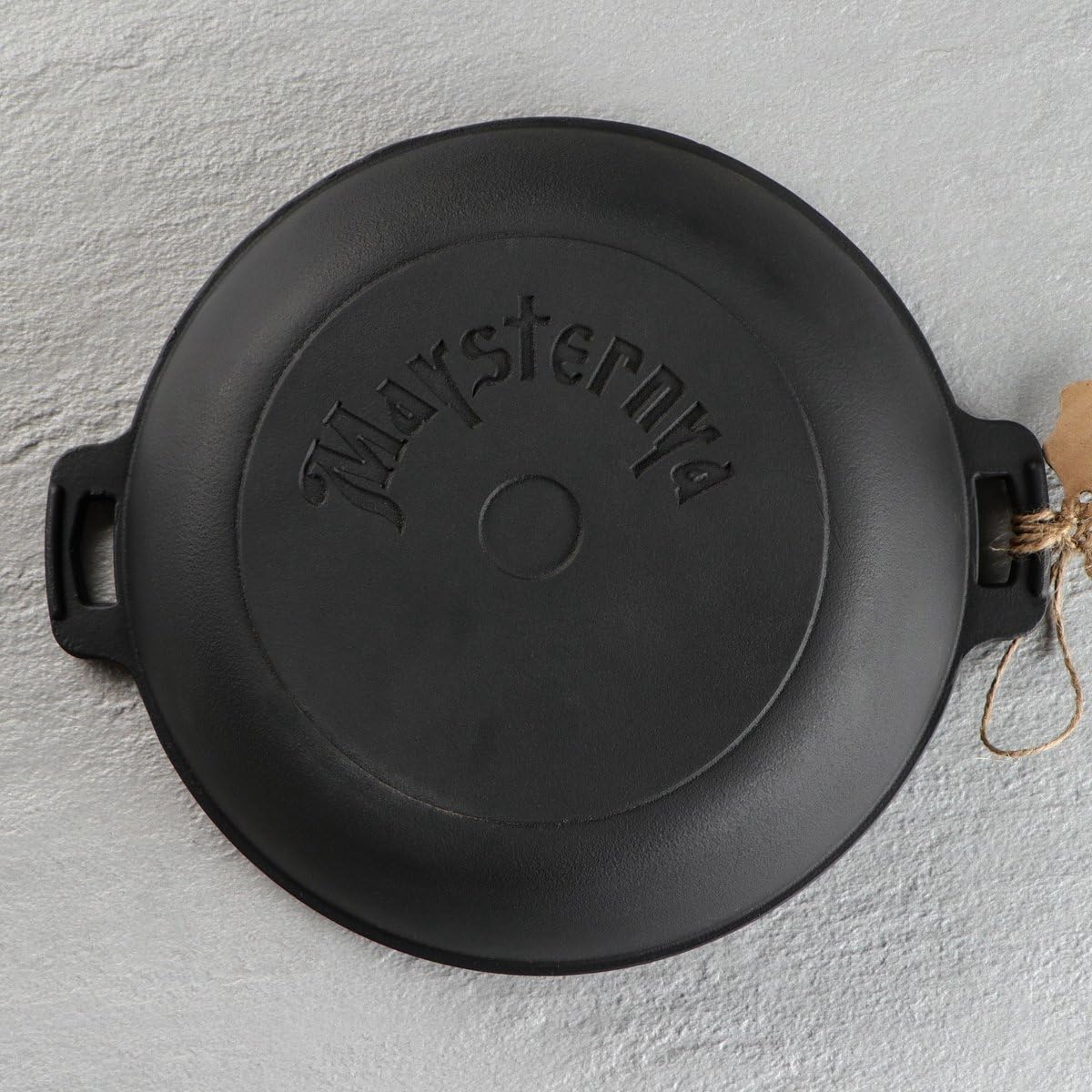 Maysternya Paellera de hierro fundido, 40 x 4 cm, apta para inducción, cocinar sobre fuego abierto, placa para barbacoa redonda, regalo de barbacoa, gratis, color negro