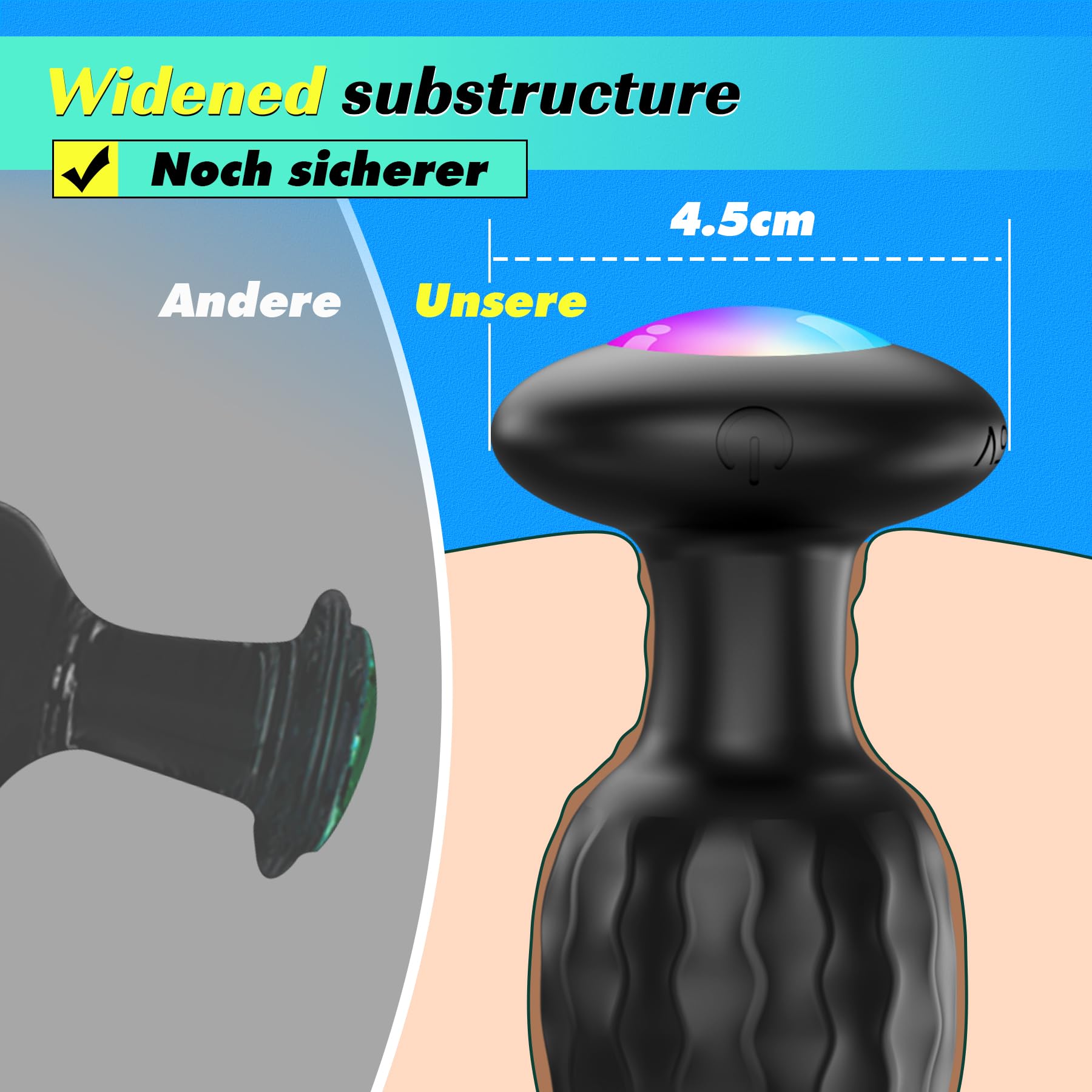 Anal Plug Vibratore Butt Plug per donne uomini - Vibrazione anale per donne Vibratori anali con LED, Butt Plug Stimolazione della prostata Uomini Giocattoli del sesso Solo