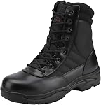 NORTIV 8 Men's Military Tactical Work Boots Side Zipper Black Leather Motorcycle Combat Boots TROOPER