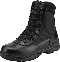 NORTIV8 Men's Side Zipper Tactical Work Boots - Leather Military Combat Boots for Hiking, Motorcycle & Outdoor Work