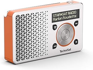 TechniSat DIGITRADIO 1 - Portable DAB+ Radio with Battery (DAB, FM, Speaker, Headphone Jack, Favorite Memory, OLED Display, Compact, 1 Watt RMS) Silver/Orange