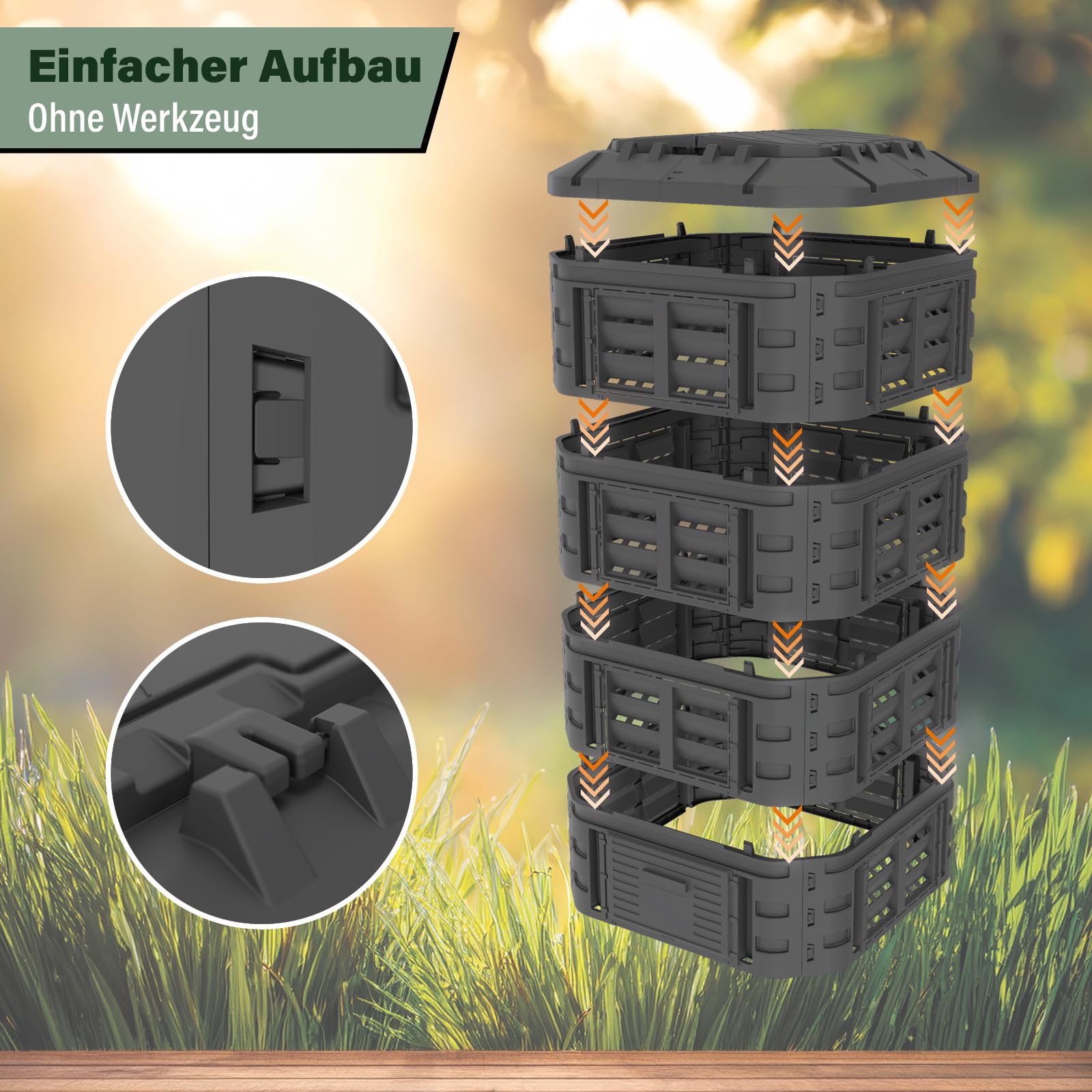 Modul Komposter 1120L schwarz Turm