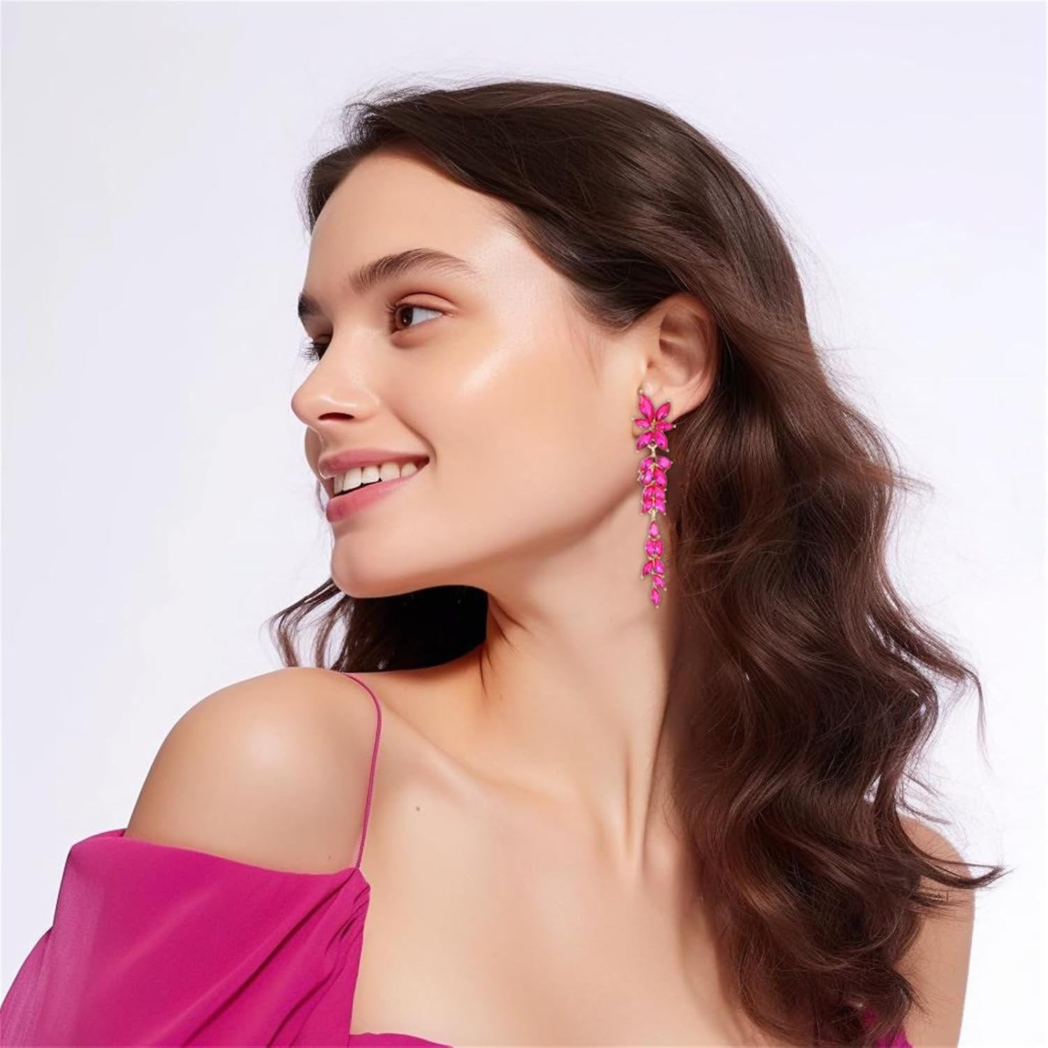 Fashion Rhinestone Statement Drop Dangle Earrings Dangling Sparkly Crystal Marquise Bridal Bridesmaid Wedding Earrings Long Chandelier Teardrop Earrings for Women Prom Party - Image 3