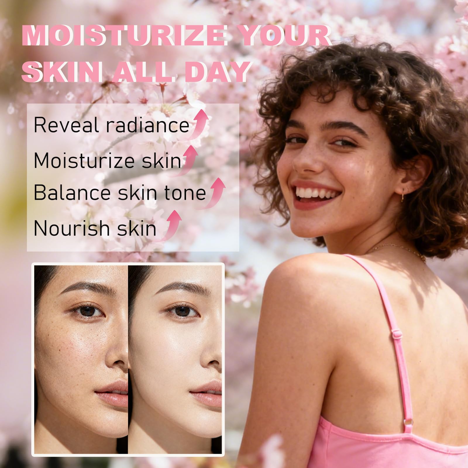 Sakura Skincare Set with Gua Sha, 13-Piece Skin Care Kit