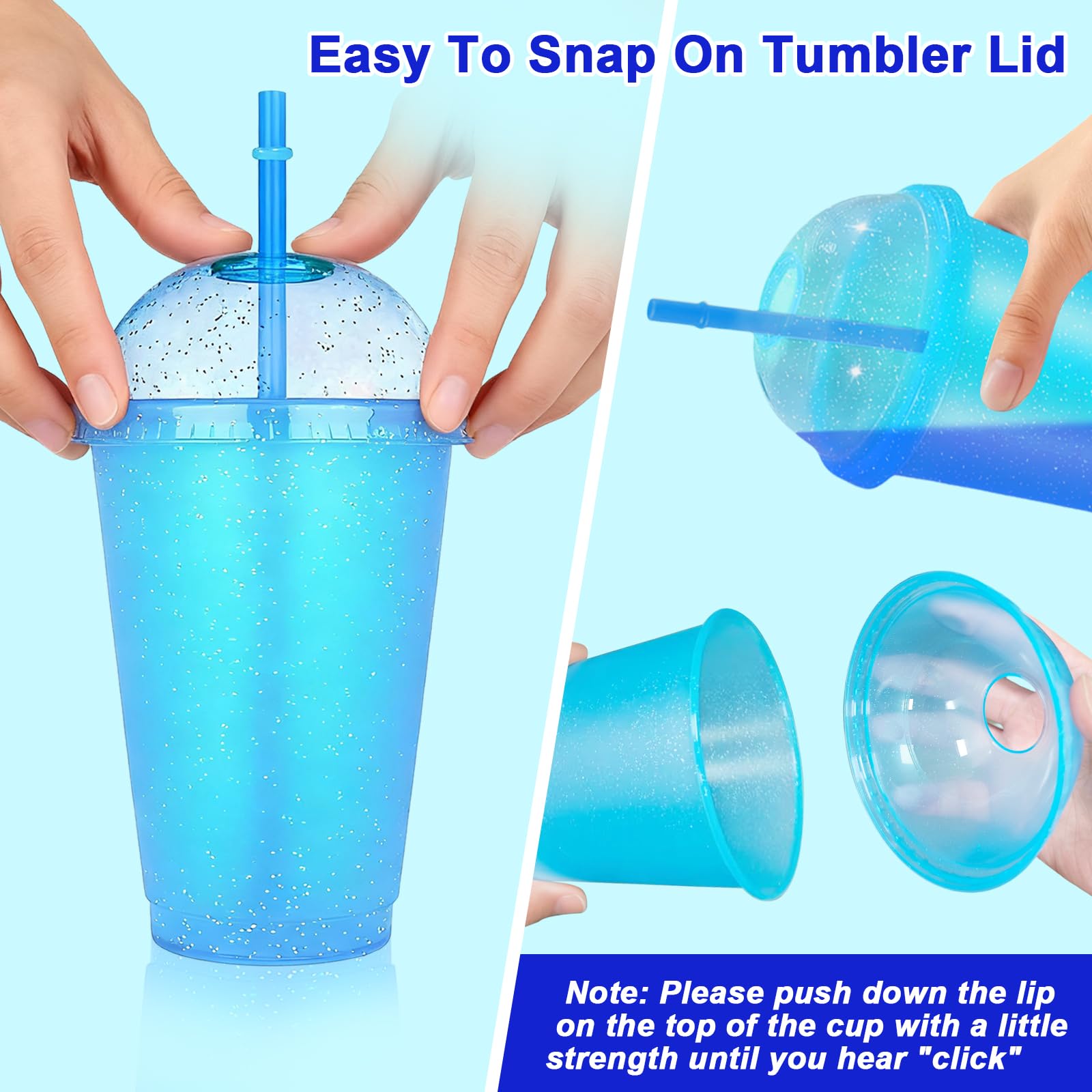 CoKeeSun Tumblers with Lids & Straws, Smoothie Cups 16PCS, 16oz/475ml Colour Changing Cups 8 Colors - Image 3