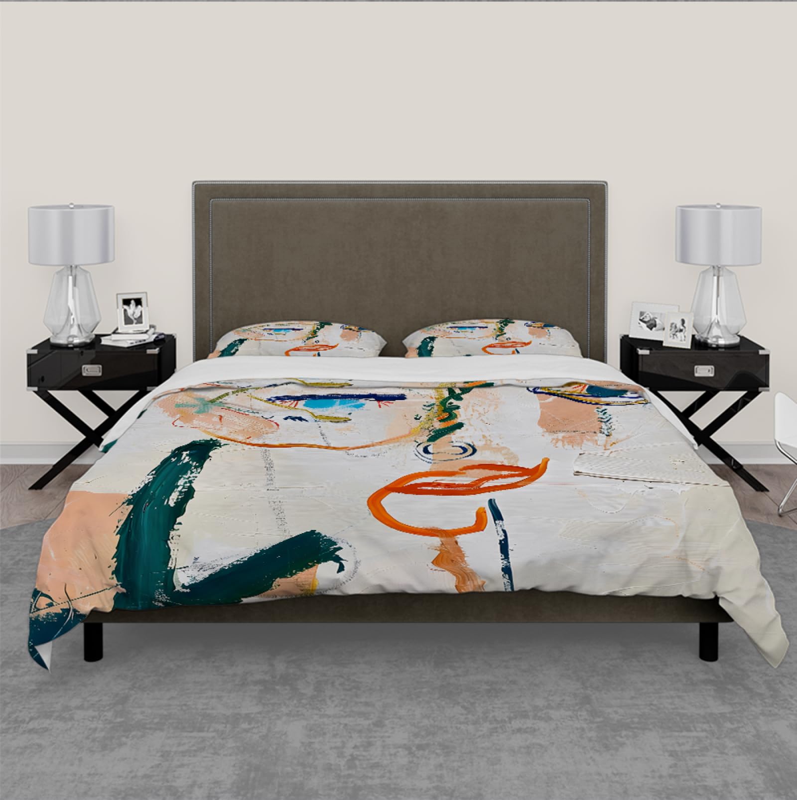Abstrakcyjna linia twarzy sztuka poszwa na kołdrę nowoczesny boho minimalistyczny abstrakcyjny portret miękka oddychająca pościel zestaw 3 szt. dla kobiet mężczyzn 220x240cm