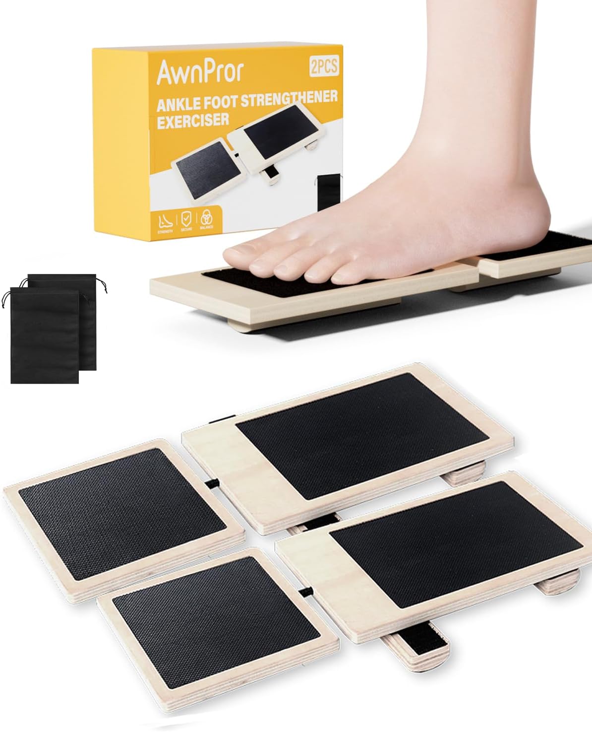 2PCS Sidekick Ankle Board,Blackboard Foot Trainer Single-Leg Balance Board Ankle Strengthener Foot Balance Trainer Exerciser for Sprains,Posture Correction,Intensive Training-Portable Bag