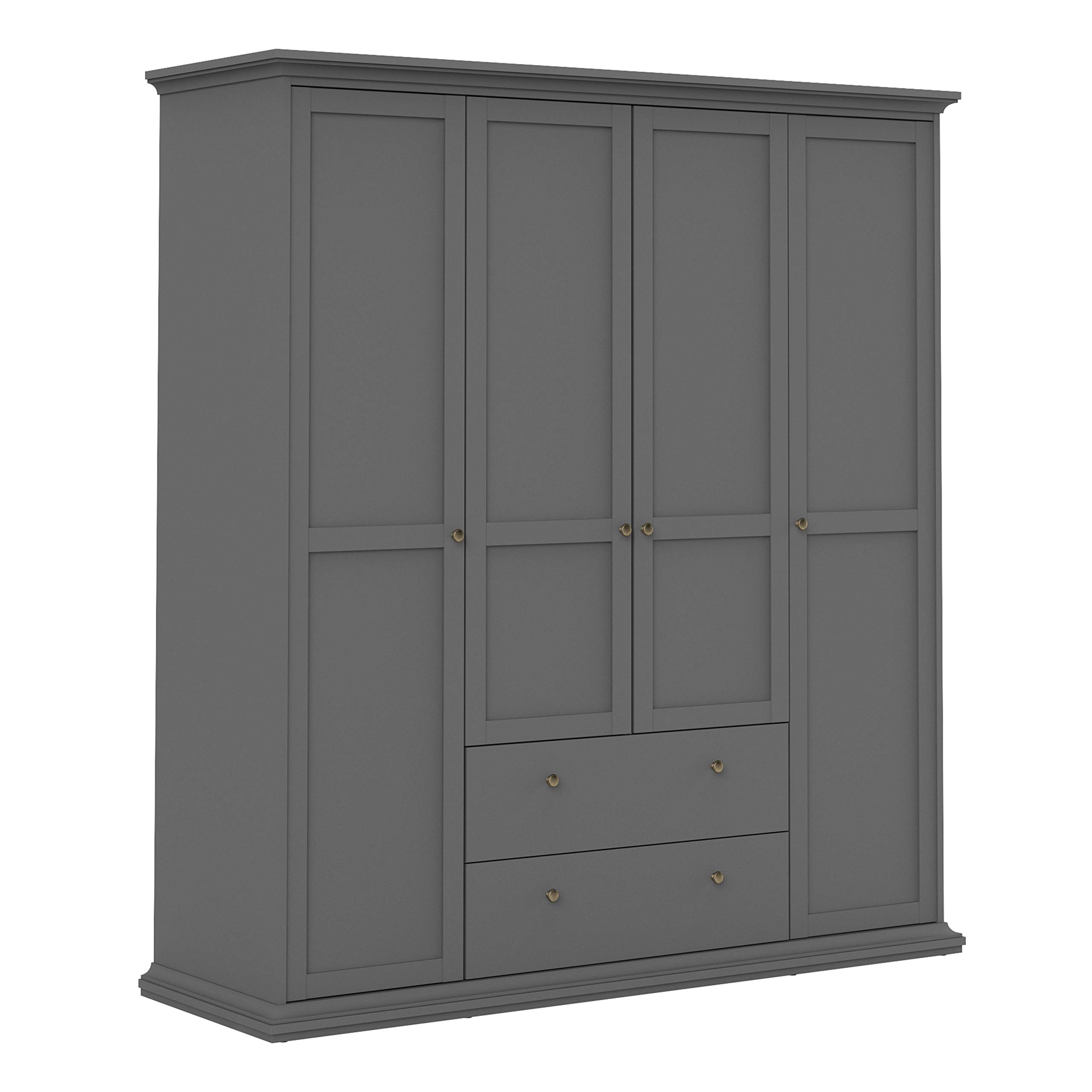 Furniture To Go | Paris Wardrobe with 4 Doors & 2 Drawers in Matt Grey