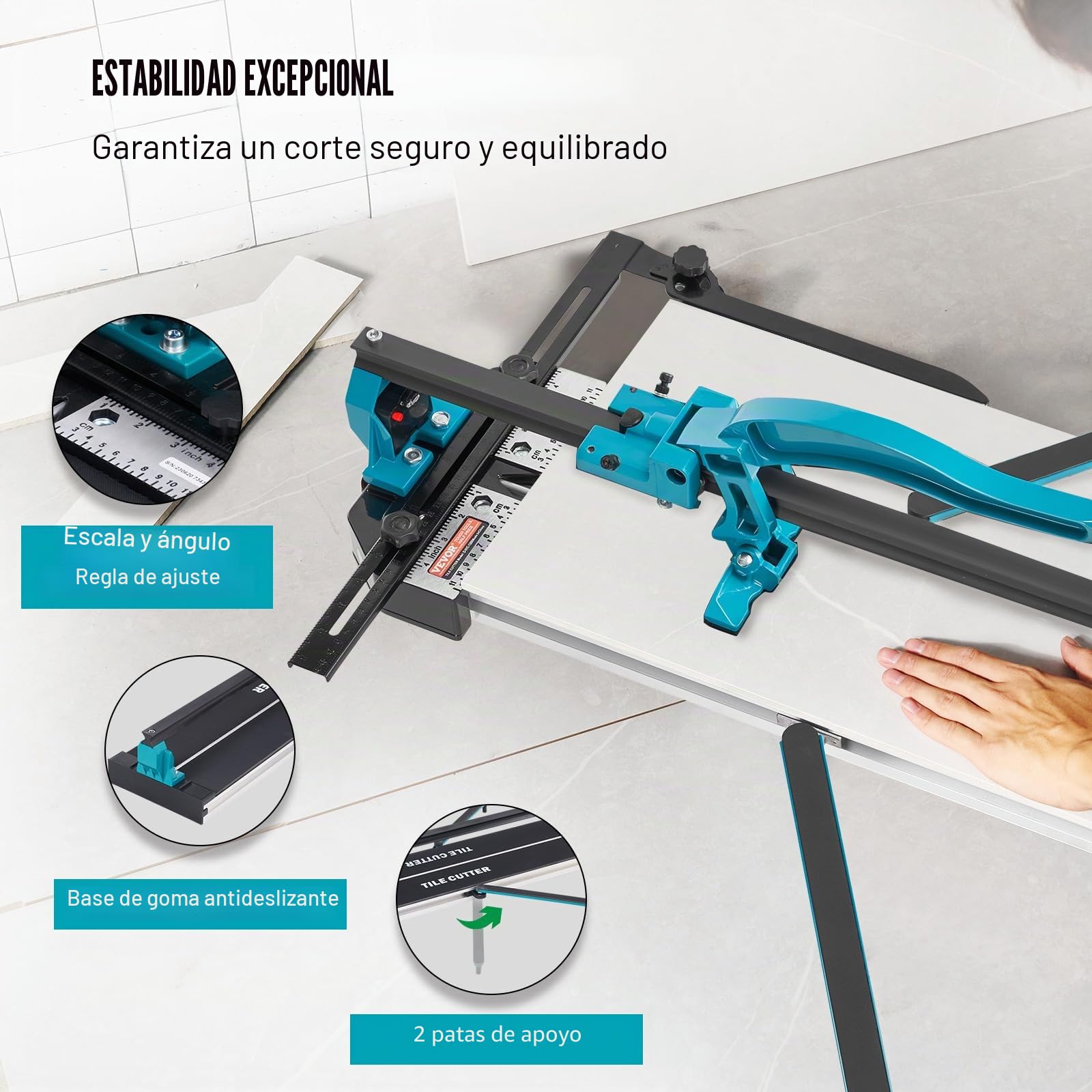 VEVOR Cortador manual de baldosas de 1200 mm corte eficiente 120 cm con posicionamiento ajustable