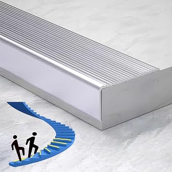 LIYI929GP Metal Tread Protector, Step Edge Trim AntiCollision Stair Nosing, for Stairs/Steps/Corners, Stair Antislip Strip Tape 90cm Outdoor Indoor Step Trim Strips, for School Hospital Hotel Home