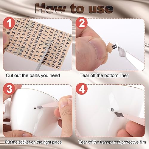 Miniatura 10 de ANCIRS Paquete de 24 mini calcomanías de resina para arte de uñas, calcomanías de números del alfabeto epoxi brillantes, calcomanías autoadhesivas