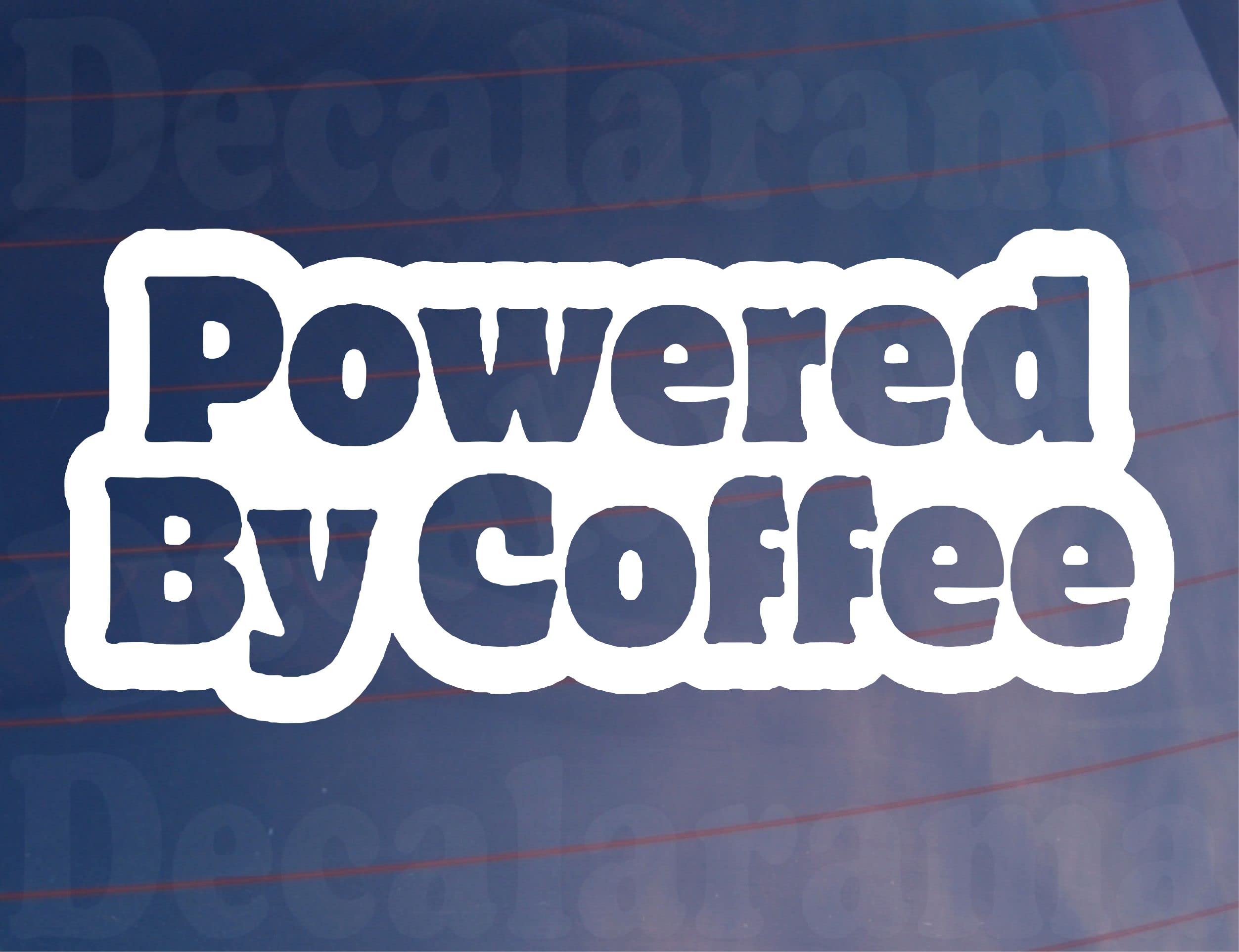 Decalarama Car Sticker Powered By Coffee Novelty Van Window Bumper Boot Door Decal