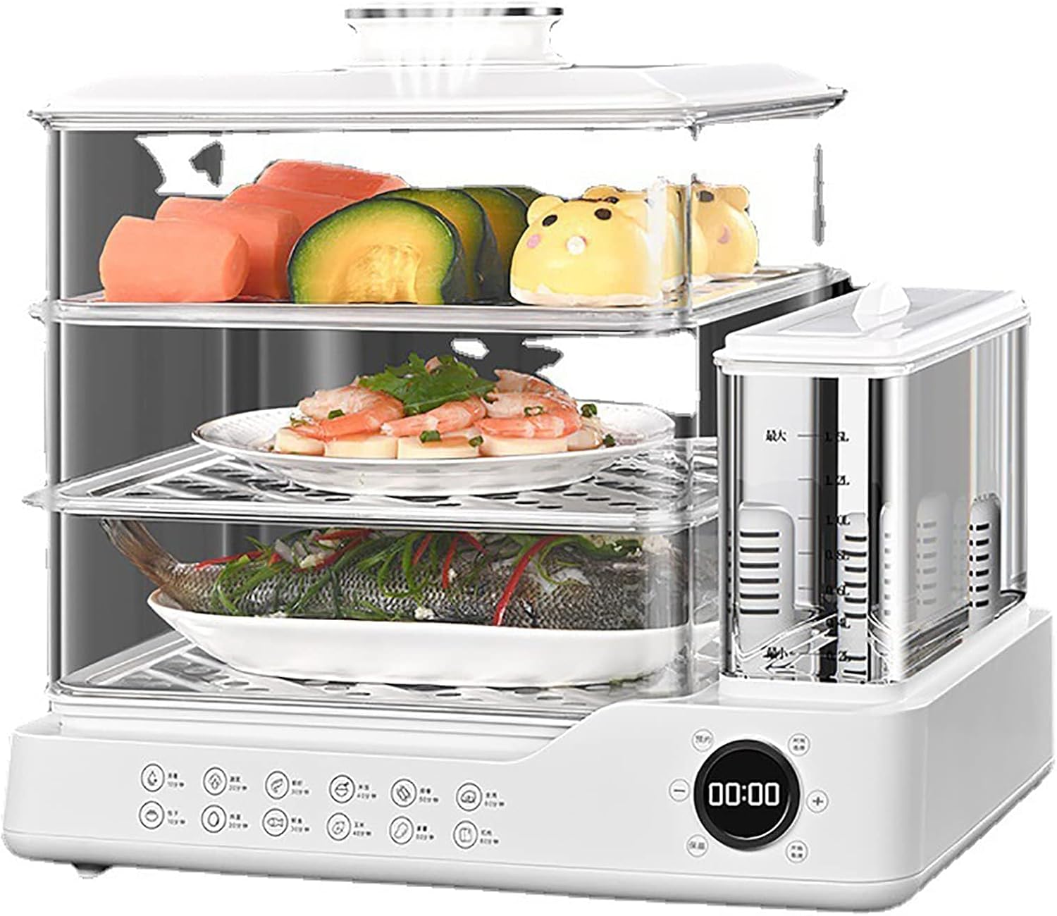 Photo 1 of Electric Food Steamer, 3 Tier Removable Steamer, 24L Large Capacity, Touch Screen Display, 800W Fast Heating, 12H Timer, Independent Water Tank with Filter for Safer Use 
