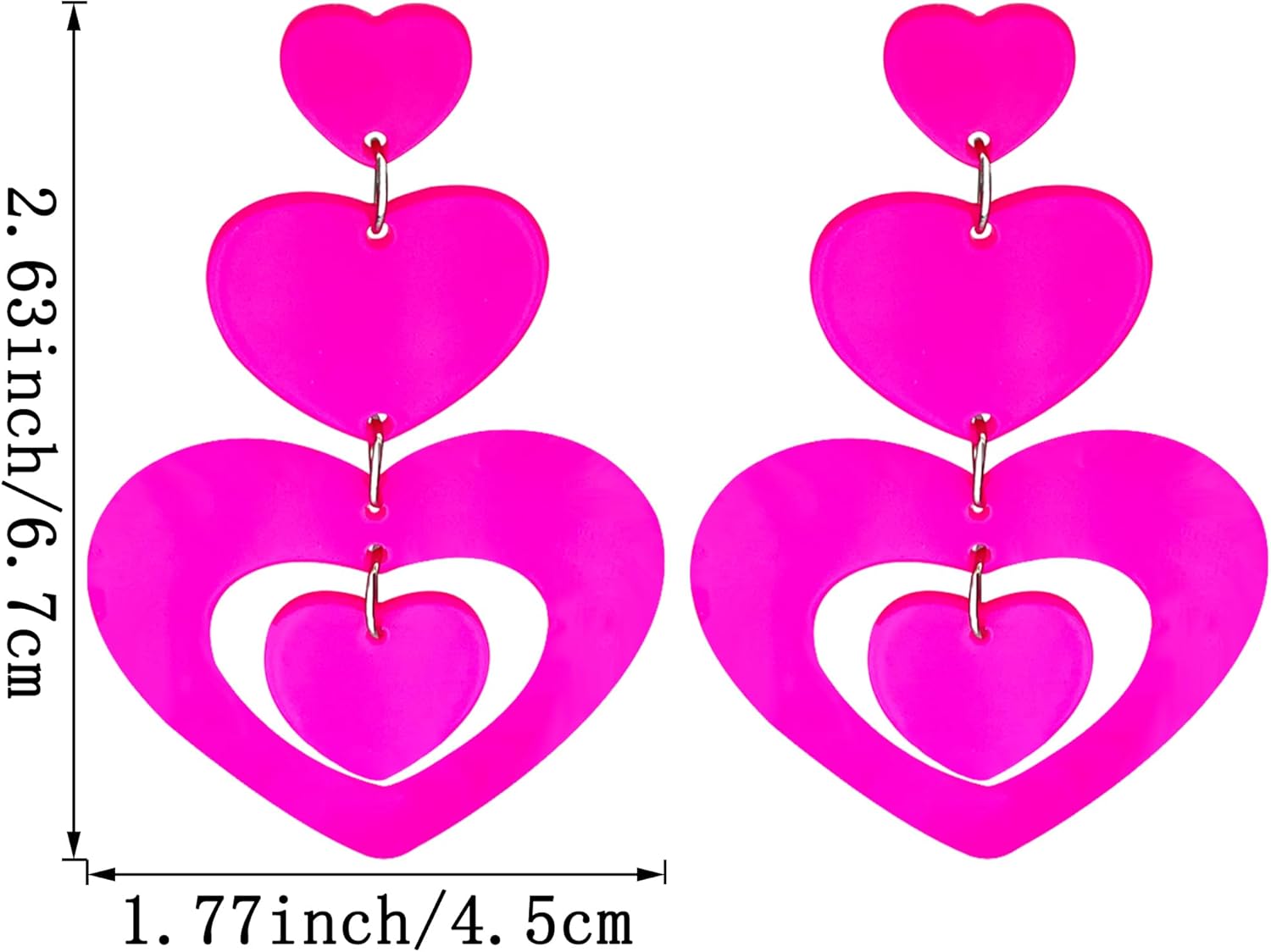 Fashionable Double Heart Dangle Earrings for Women Statement Cherry Love Drop Earrings Jewelry as Valentine's Gifts - Image 2