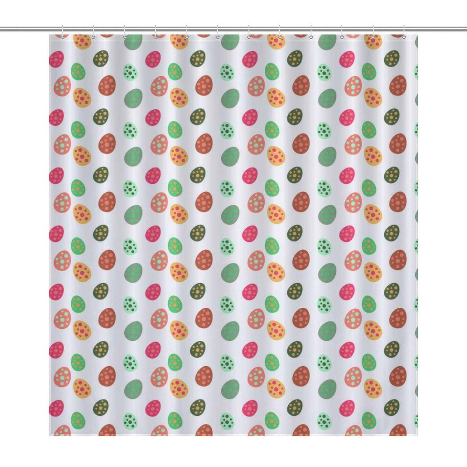 Rideau de douche en tissu imperméable haut de gamme motif œufs de Pâques colorés