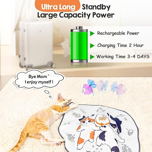Miniatura 6 de ORSDA Juguetes para gatos de interior, 5 en 1, juguetes automáticos interactivos para gatitos, juguetes eléctricos recargables para ocultar y