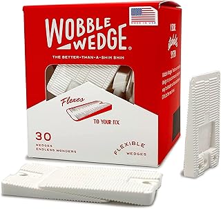 Wobble Wedges Flexible Plastic Shims, 30 Pack - MADE IN USA - Multi-Purpose Shim Wedges for Home Improvement & Work - Plastic Wedge, Table Shims for Leveling, Toilet Shims & Furniture Levelers - White