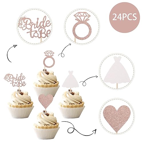 Miniatura 3 de 24 piezas de decoración para cupcakes con anillo de corazón, para despedida de soltera, bodas, compromisos, despedidas de soltera, suministros de