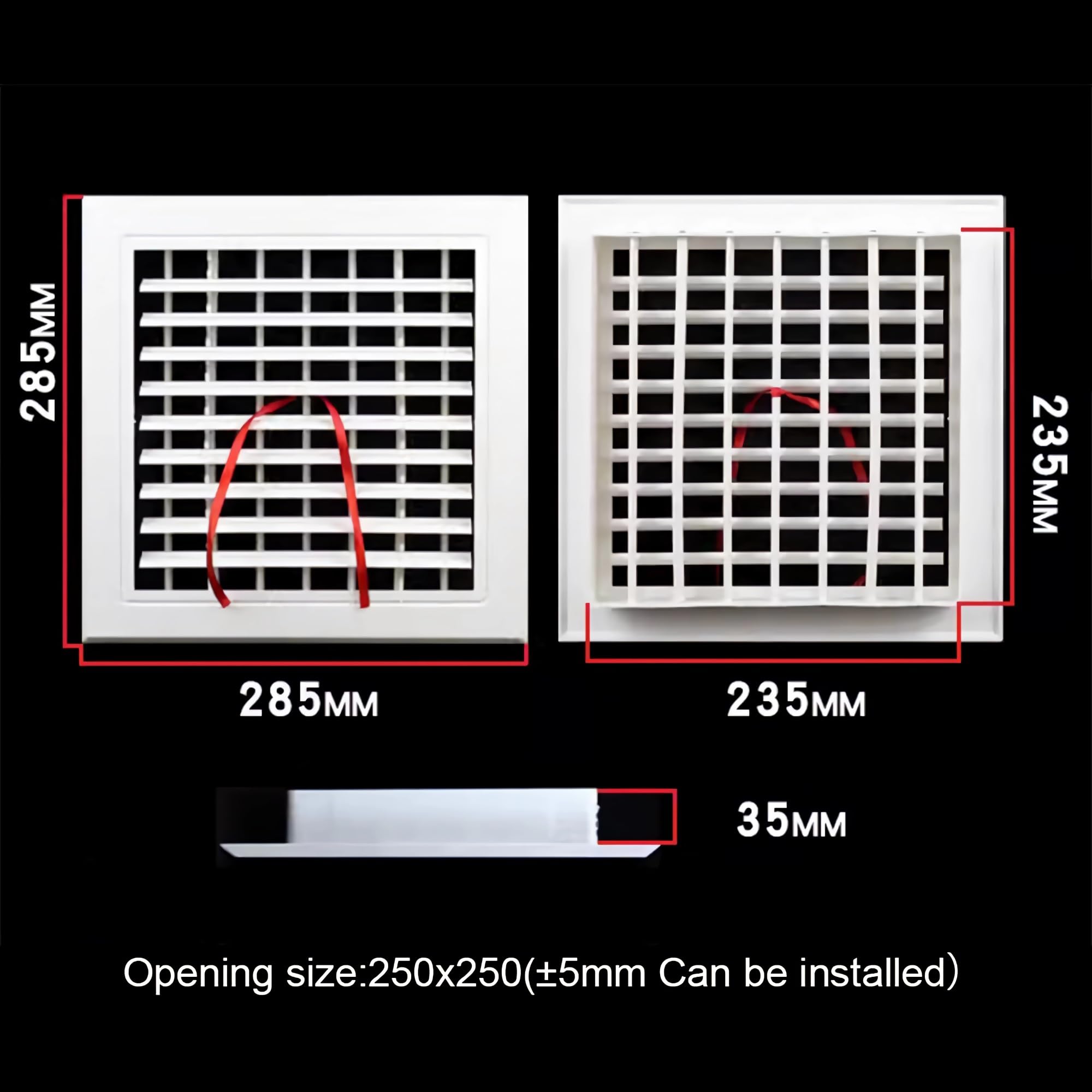 Griglia di ventilazione a parete in ABS | Bianco da 150x150mm a 450x450mm: Armadio Guardaroba Cucina Bagno Ventilazione(250x250mm)