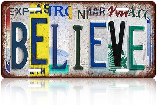 Letrero de metal para decoración de pared, diseño de barra vintage Believe de 12 x 6 pulgadas