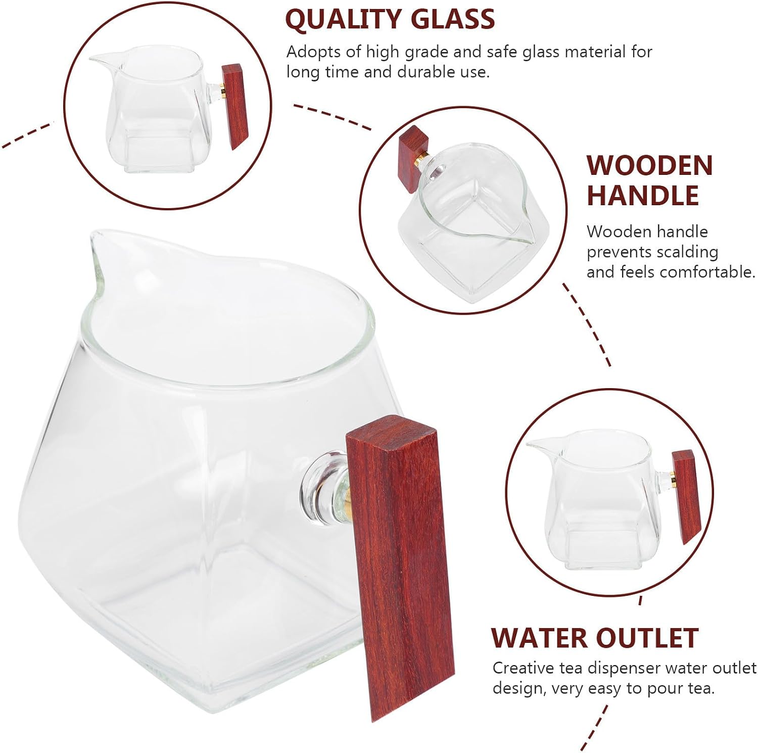 Japanese Style Glass Tea Cup with Wooden Handle for Gongfu Serving