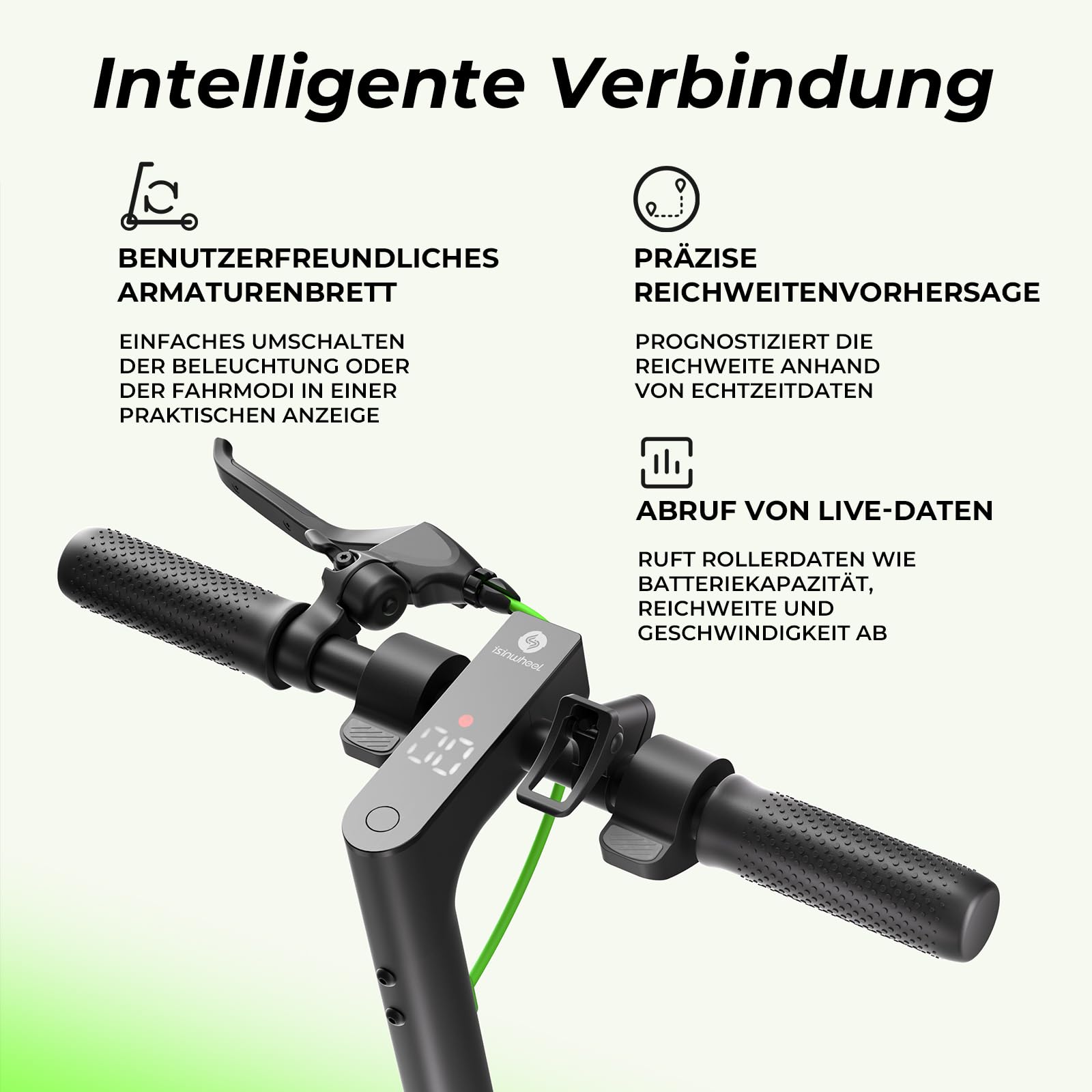 isinwheel S9MAX - Patinete eléctrico para Adulto con autorización de circulación por Carretera, Motor 500 W, batería 10,4 Ah hasta 40 km, neumáticos de 10", amortiguación, aplicación y Pantalla LED