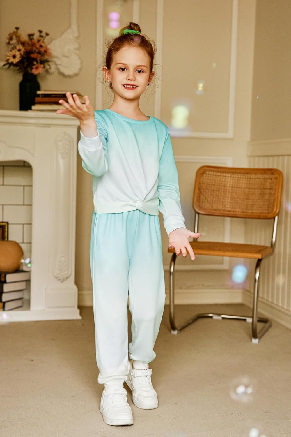 Arshiner Girls 2 Piece Outfits Fashion Twist Front Tracksuit Long Sleeve Pullover Sweatshirt Sweatpants Jogger set Sweatsuit - Image 5