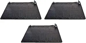 INTEX 47"x47" Solar Pool Water Heater Mat for 8,000 Gallon Above Ground Swimming Pool with Hose Attachment 2 Adaptors and Bypass Valve, Black (3-Pack)
