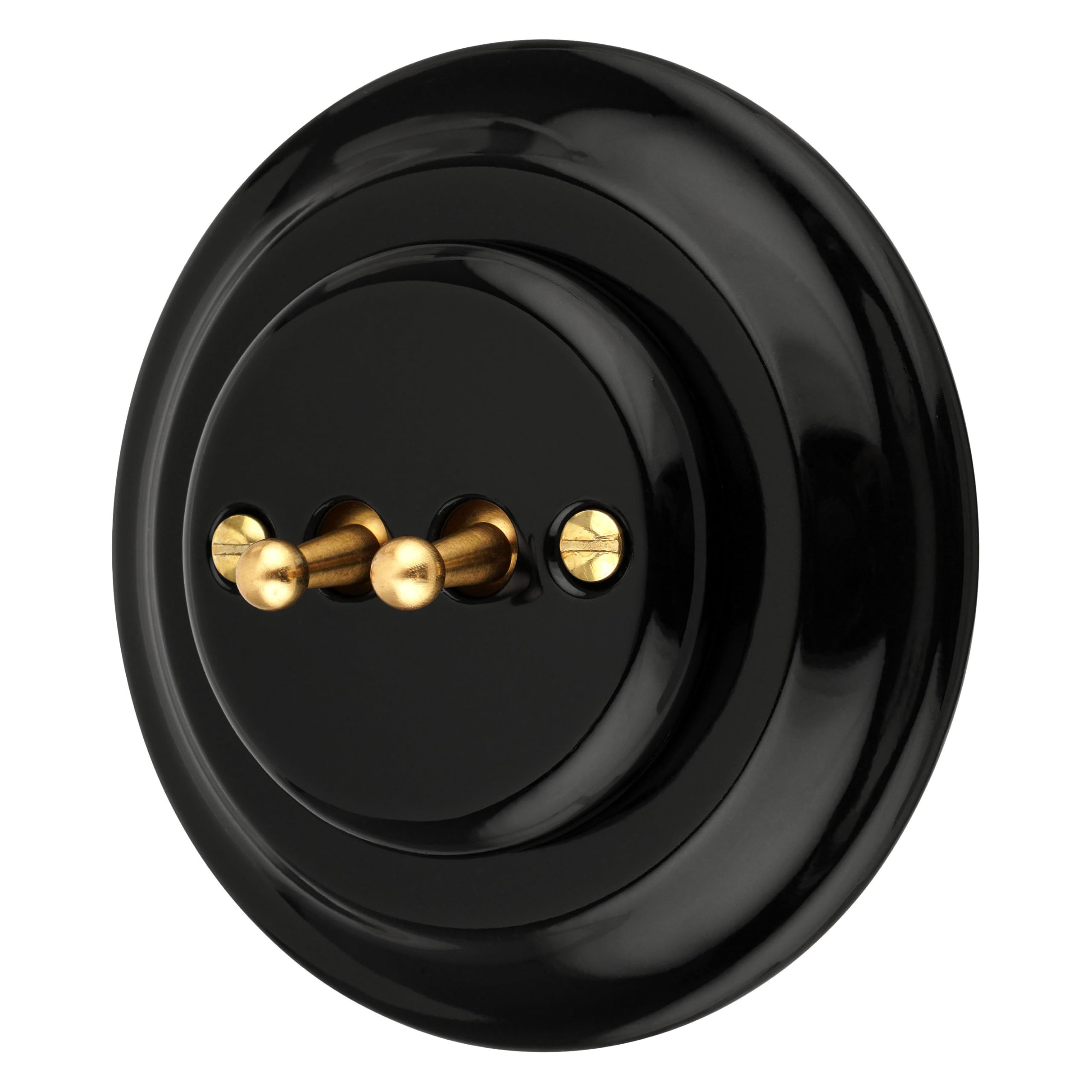 Unterputz Porzellan Retro Toggle Brass Doppelschalter, All-in-One, Serie PR1 schwarz