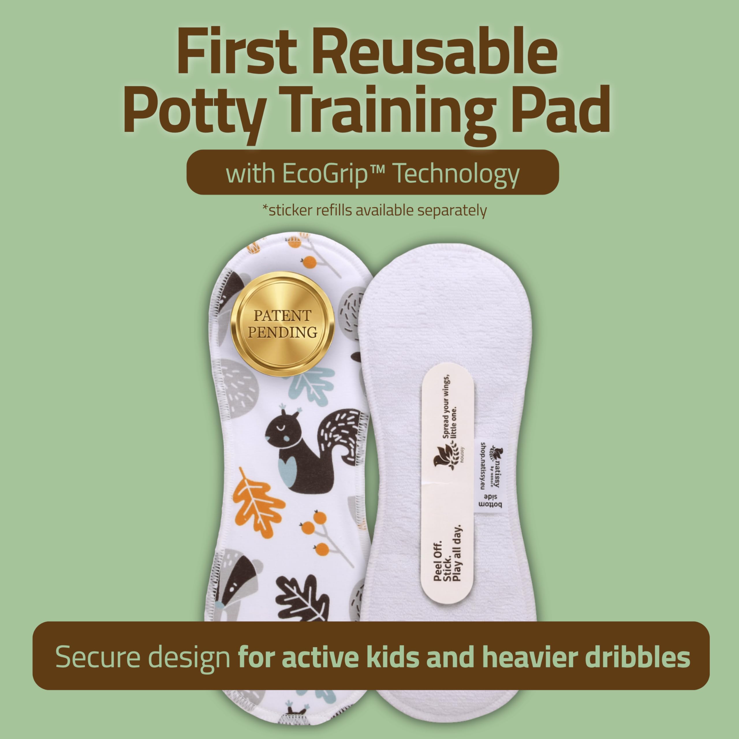 Fabriqué dans l’UE – Inserts lavables pour l’apprentissage de la propreté d’enfants avec EcoGrip (Secure Fit lot de 8), alternative aux culottes d’apprentissage et couches, protection renforcée fuites