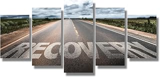 5 Pieces Canvas Wall Art Recovery Sign on The Road Wall Painting Modern Artwork Posters Recovery Sign Wall Art for Living Room Bathroom Bedroom Office Framed Wall Art Ready to Hang 20X40 INCH