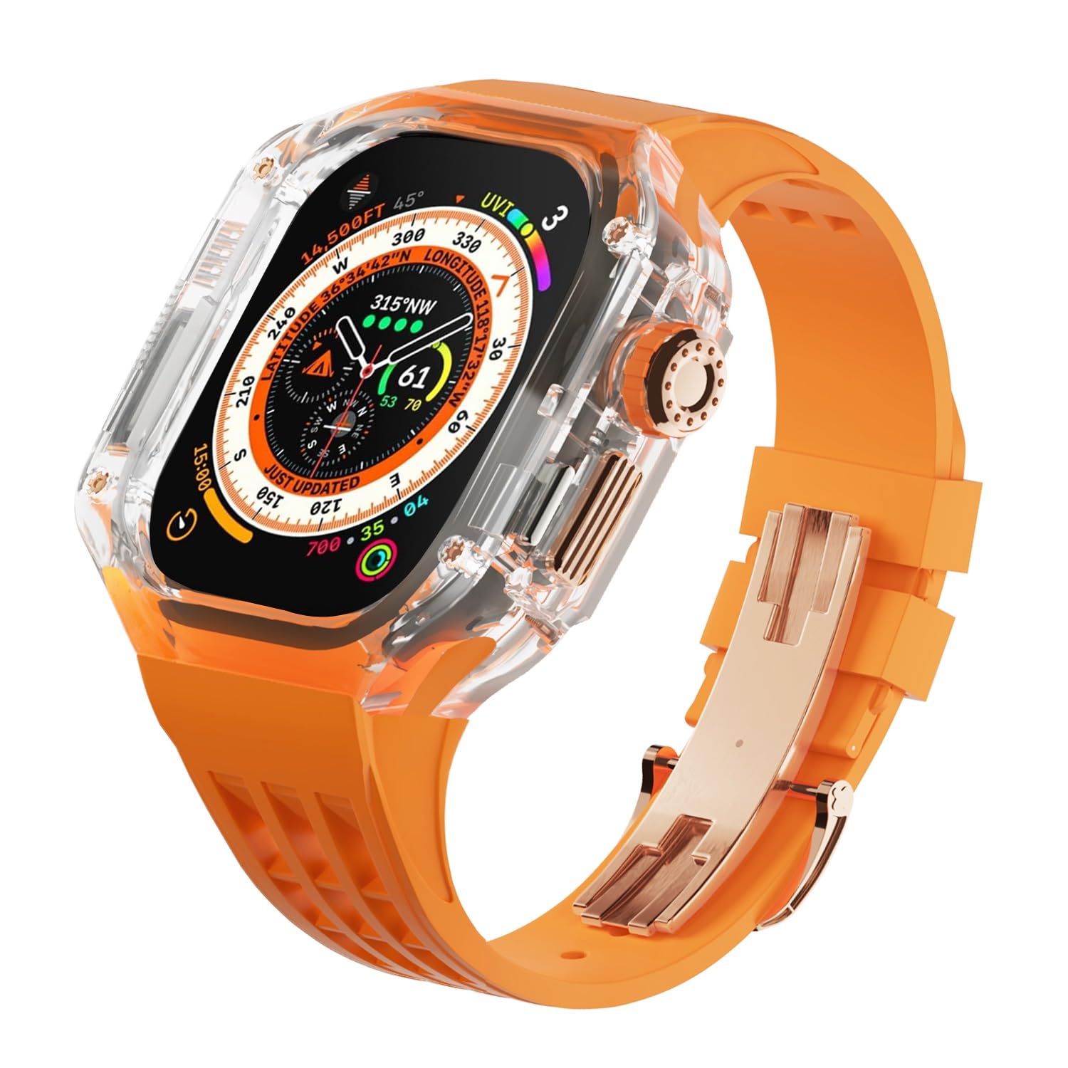 Luksusowy zestaw do modyfikacji do Apple Watch Ultra 49 mm przezroczysta obudowa do iWatch serii 49 mm sportowa gumowa opaska zestaw akcesoria