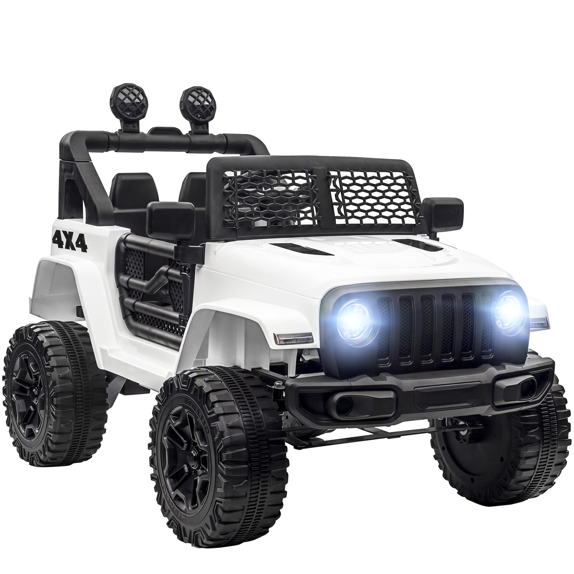 Homcom Unisex White 12V Electric Ride On Car Truck Off-Road Toy With Parental Remote In Kids