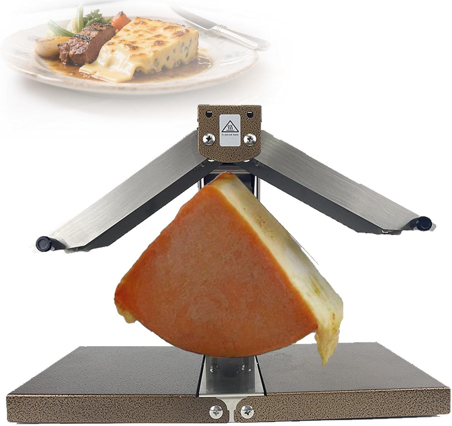 Versatile Cheese Melter 600w, Raclette Grill with Removable Clip, Adjustable Sliding Rack, Tilting for Easy Cheese Removal, Easy Install Home Restaurant A