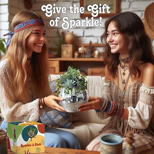 Miniatura 3 de Sparkles & Sloth Maceta de bola de discoteca de 6 pulgadas, maceta colgante de autorriegobola de discotecamaceta colgantemaceta colgantecolgante de