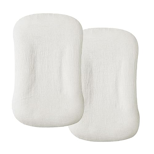 Alijoy Paquete de 2 fundas para tumbona de bebé para recién nacido, funda de muselina de algodón orgánico, suave, transpirable, cómoda, extraíble,