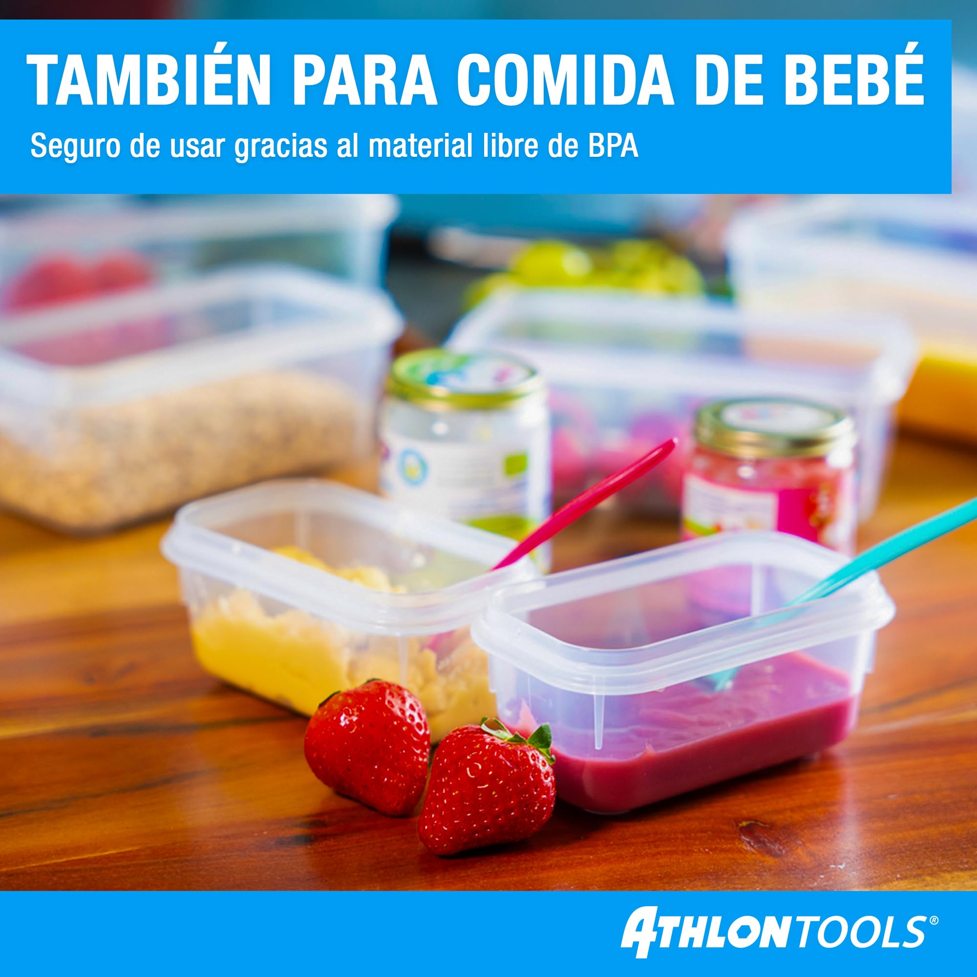 ATHLON TOOLS Juego de 2 recipientes herméticos de 5 l de calidad gastronómica, 100% herméticos y a prueba de fugas, de 40 a +100 grados, para todos los alimentos, sin BPA