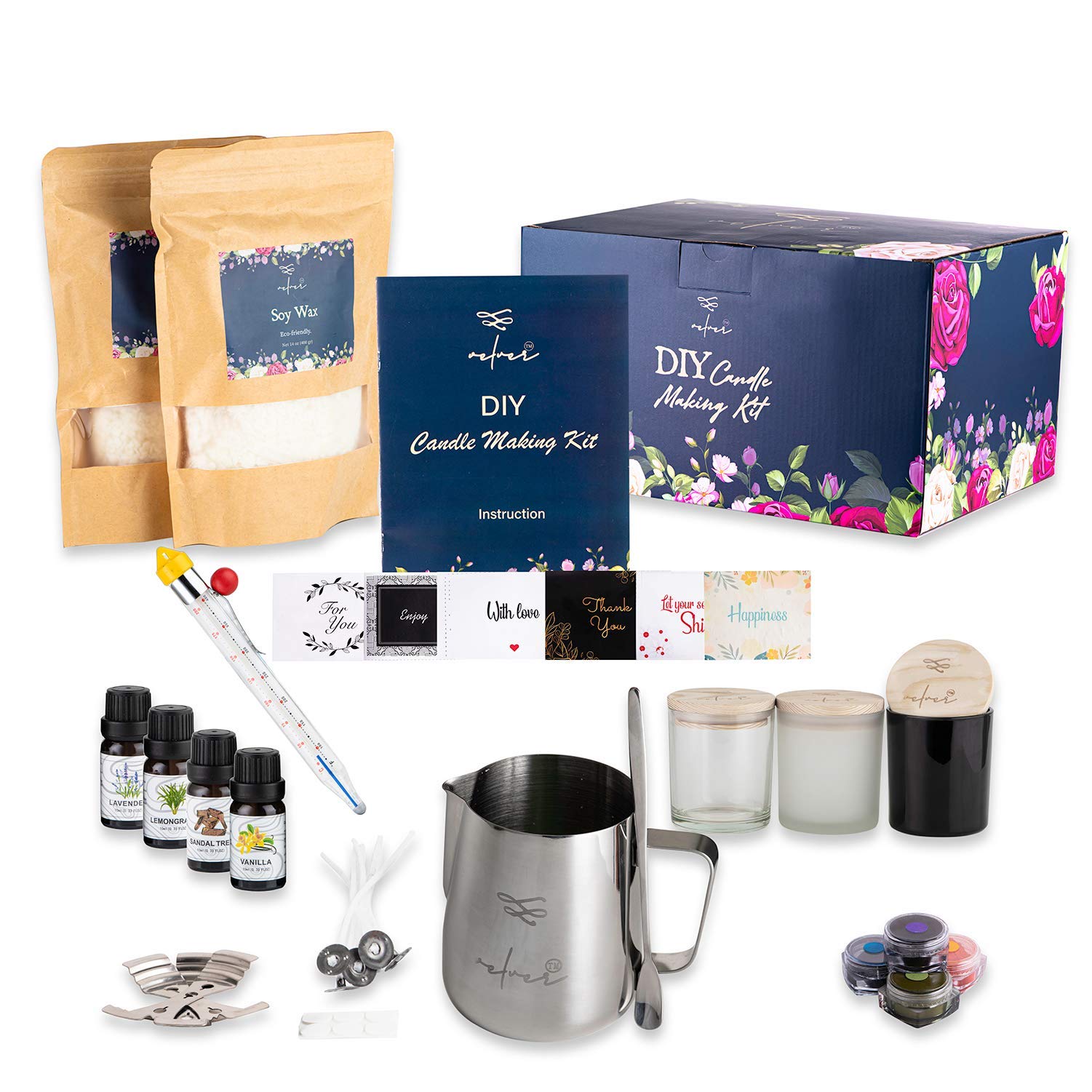 VelverCandle Making Kit Soy Wax Scented Candle DIY Candle Making Kit - Shuttle Art and Crafts Candle Kit for Adults