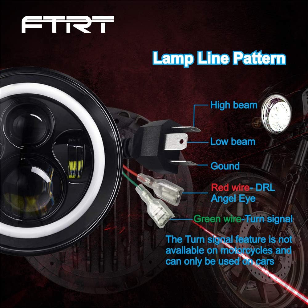 DOT 5 3/4 5.75 inch LED Headlight DRL Compatible with Dyna Softail Sportster Wide Glide Iron 883 Street Bob Low Rider Night Rod