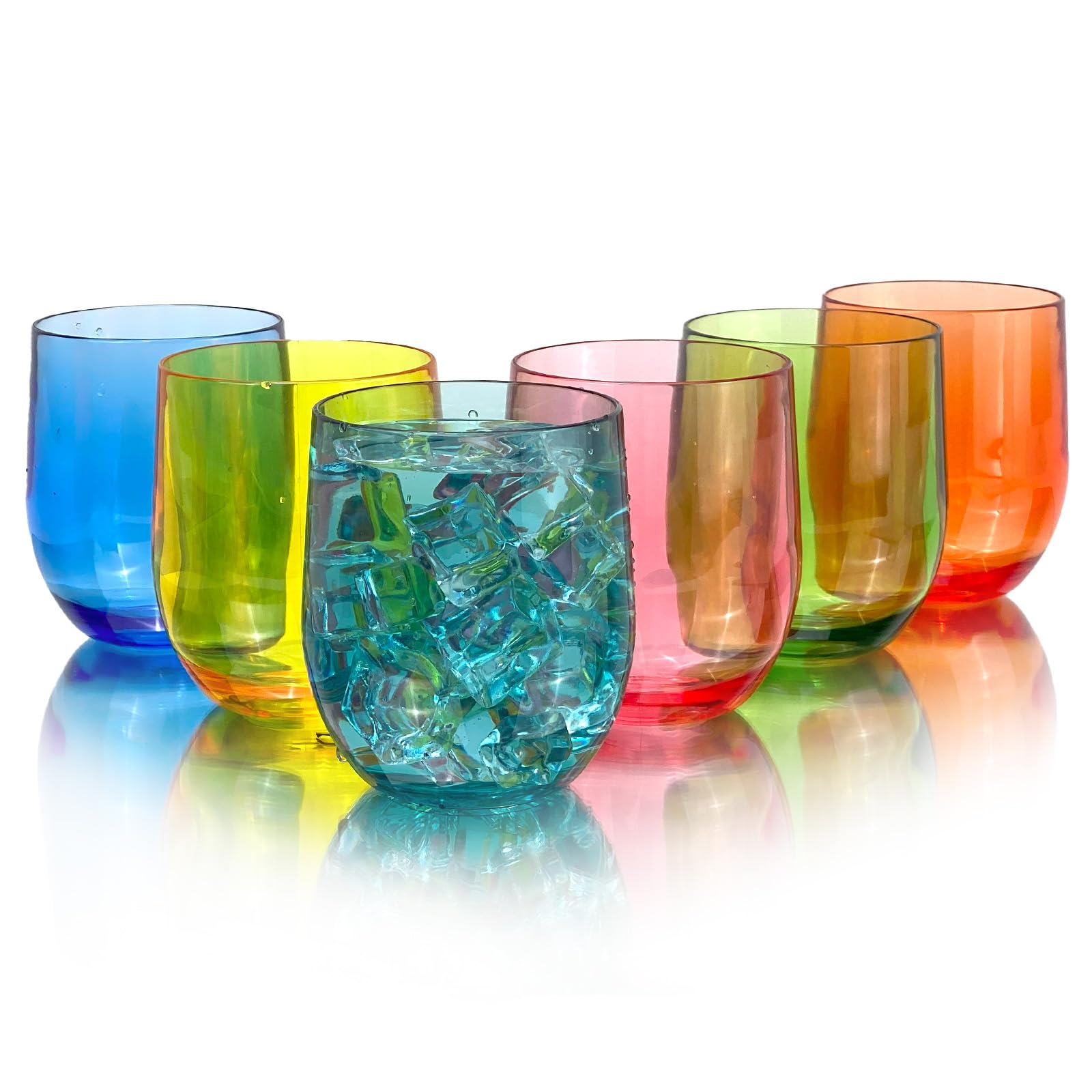 Yanglonghui Set of 6 Acrylic Drinkware - 15 Ounce Plastic Wine Glasses, Shatterproof and Stackable, BPA Free, Dishwasher Safe, Reusable Cups for